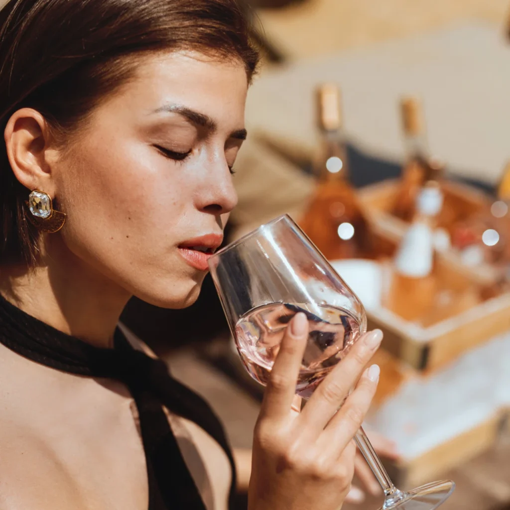 woman drinks wine